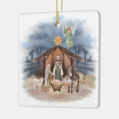 Rustige kerstfeestelijke Waterverf Nativiteit Keramisch Ornament (Links)