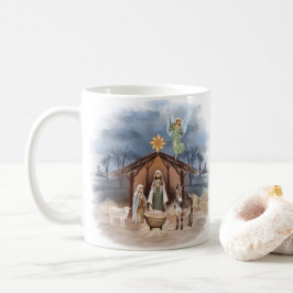 Rustige kerstfeestelijke Waterverf Nativiteit Koffiemok
