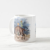 Rustige kerstfeestelijke Waterverf Nativiteit Koffiemok (Voorkant links)