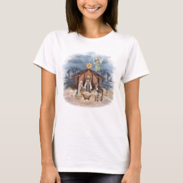 Rustige kerstfeestelijke Waterverf Nativiteit T-shirt