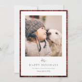 Rustige kerstfeestkaart rond Tartan Feestdagenkaart (Voorkant)