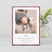 Rustige kerstfeestkaart rond Tartan Feestdagenkaart (Staand voorkant)