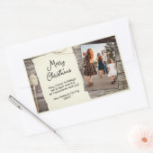 Rustige kerstfoto met oud papier rechthoekige sticker (Envelop)