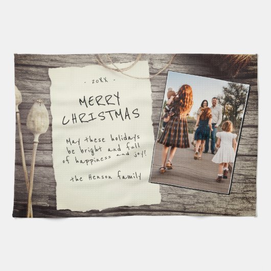 Rustige kerstfoto met oud papier theedoek (Horizontaal)