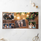 Rustige kerstfoto, mistletoe light drieluik wenskaart (Binnen)