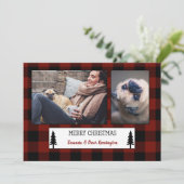 Rustige kerstfoto Red Buffalo Pset Holiday Feestdagenkaart (Staand voorkant)