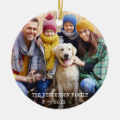 Rustige kerstfoto Red Snowflakes Back Keramisch Ornament (Voorkant)