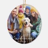 Rustige kerstfoto Red Snowflakes Back Keramisch Ornament (Links)