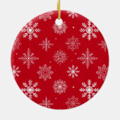 Rustige kerstfoto Red Snowflakes Back Keramisch Ornament (Achterkant)