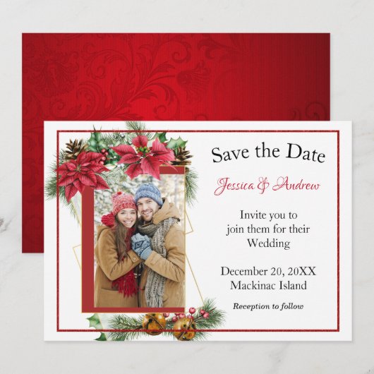 Rustige kerstfoto Save the Date (Voorkant / Achterkant)