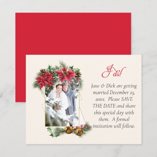 Rustige kerstfoto Save the Date Aankondiging (Voorkant / Achterkant)