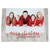 Rustige kerstfoto van hout - Grote cadeautas (Voorkant)