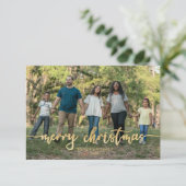 Rustige kerstfotokaart Gold Bedankkaart (Staand voorkant)