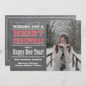 Rustige kerstfotokaarten rood feestdagenkaart (Voorkant / Achterkant)