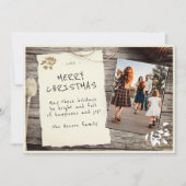 Rustige kerstfoto's met oud papier met oud hout feestdagenkaart (Voorkant)