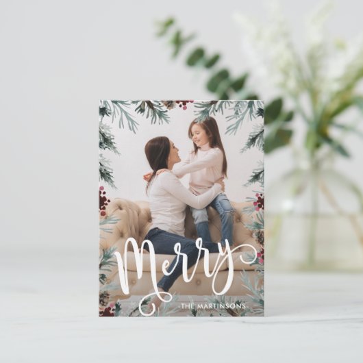 Rustige Kerstframe Foto Vakantie Ansichtkaart Feestdagenkaart (Staand voorkant)