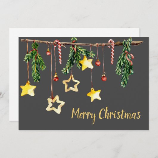 Rustige kerstgarland feestdagenkaart (Voorkant / Achterkant)