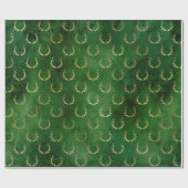 Rustige kerstgouden groene schattige geweien patro cadeaupapier (Vlak)