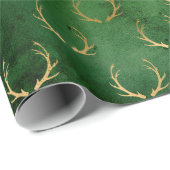 Rustige kerstgouden groene schattige geweien patro cadeaupapier (Rol Hoek)