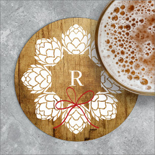 Rustige kersthop Beer Monogram Onderzetter