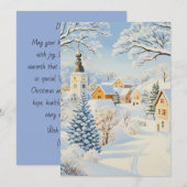 Rustige Kerstkaart van een Besneeuwd Dorp (Voorkant / Achterkant)