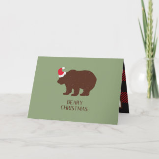 Rustige kerstkaart voor Beren van Santa Feestdagen Kaart
