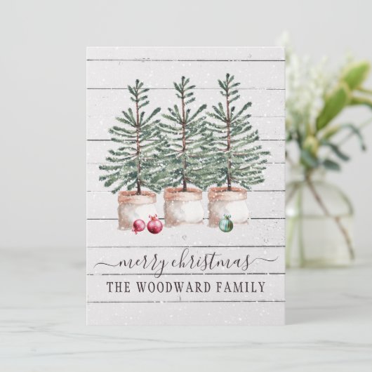 Rustige kerstkaarten met bomen (Staand voorkant)