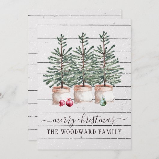 Rustige kerstkaarten met bomen (Voorkant / Achterkant)