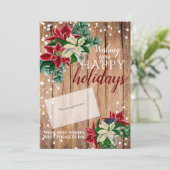 Rustige kerstkaarthouder Poinsettia Feestdagenkaart (Staand voorkant)