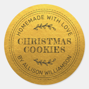 Rustige kerstkoekjes Classic Gold Ronde Sticker