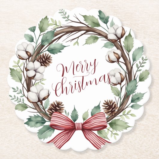 Rustige Kerstkrans Kartonnen Onderzetters (Voorkant)
