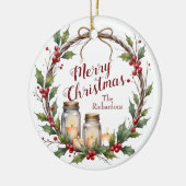 Rustige Kerstkrans met Hulst Keramisch Ornament (Links)