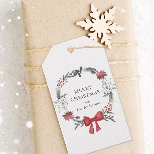 Rustige Kerstkrans Vakantie Cadeaulabel