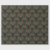 Rustige Kerstman eland hert boho bos bosland Cadeaupapier (Vlak)