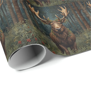 Rustige Kerstman eland hert boho bos bosland Cadeaupapier
