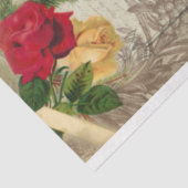 Rustige  Kerstman met bloemen, pine en muziek Tissuepapier (Detail)