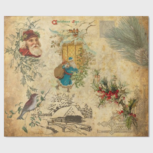 Rustige  kerstman met pine cadeaupapier (Vlak)