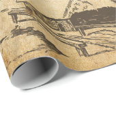 Rustige  kerstman met pine cadeaupapier (Rol Hoek)