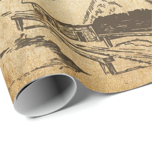 Rustige  kerstman met pine cadeaupapier (Rol Hoek)