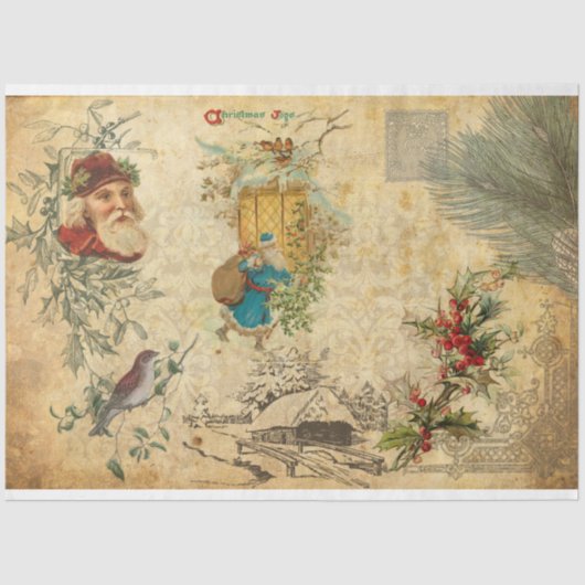 Rustige  kerstman met pine tissuepapier (Voorkant)