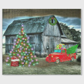 Rustige kerstmankjeskerstboom op Boerderij Cadeaupapier (Vlak)