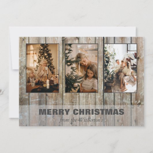 Rustige Kerstmis 3-fotocollage-feestkaart Feestdagenkaart (Voorkant)