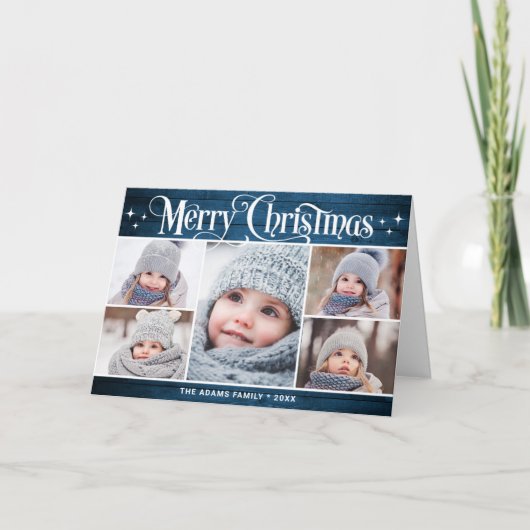 Rustige Kerstmis 5 FOTOS-groet Feestdagen Kaart (Voorkant)