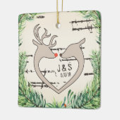 Rustige Kerstmis Deer Silhouette Heart Keramisch Ornament (Links)