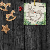 Rustige Kerstmis Deer Silhouette Heart Keramisch Ornament