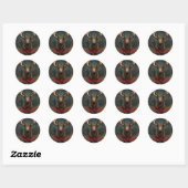 Rustige Kerstmis eland hert boho bos boslandschap Ronde Sticker (Vel)