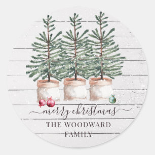 Rustige Kerstmis Familienaam Ronde Sticker
