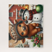 Rustige Kerstmis Hoogland Koe Jigsaw Puzzel (Verticaal)