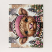 Rustige Kerstmis Hoogland Koe Jigsaw Puzzel (Verticaal)