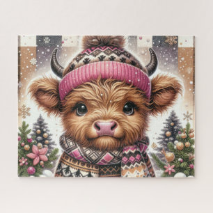 Rustige Kerstmis Hoogland Koe Jigsaw Puzzel